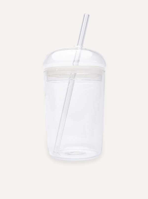 Glass Dome Cup with Straw